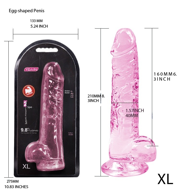 Crystal transparent egg-shaped phallic toy made of TPE material