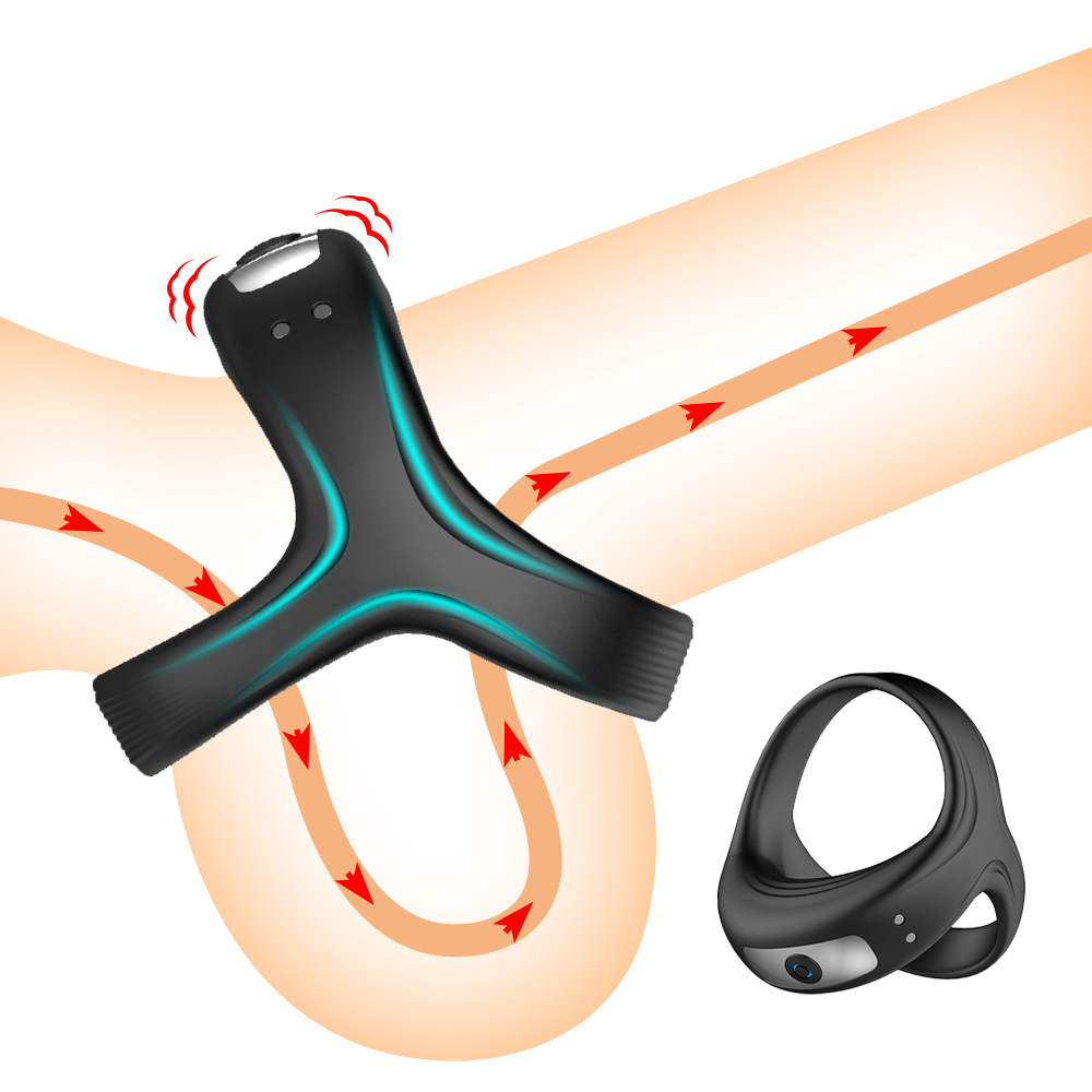 Triangular ring USB charging, vibrating, massage, and locking device for sexual stimulation.