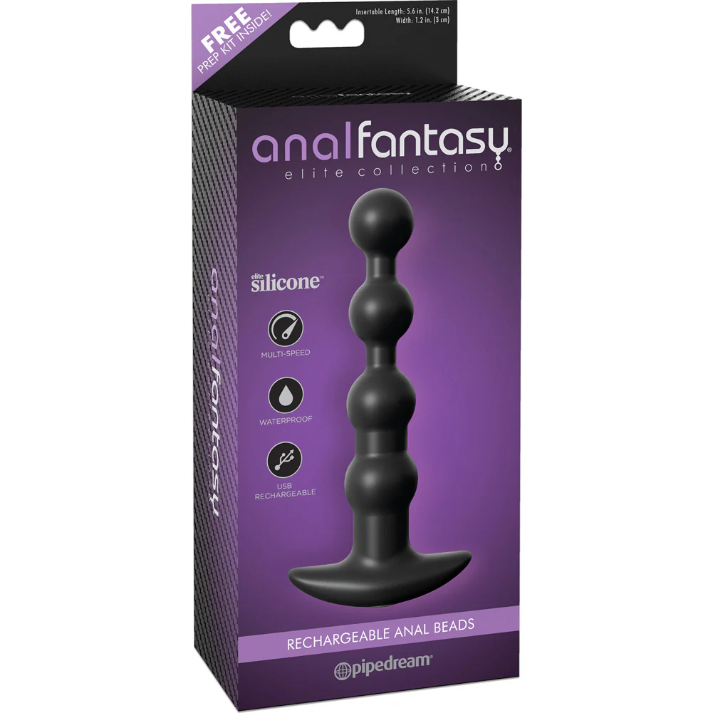 Pipedream Anal Fantasy Elite Collection Rechargeable Silicone Anal Beads 6.7 inch Black