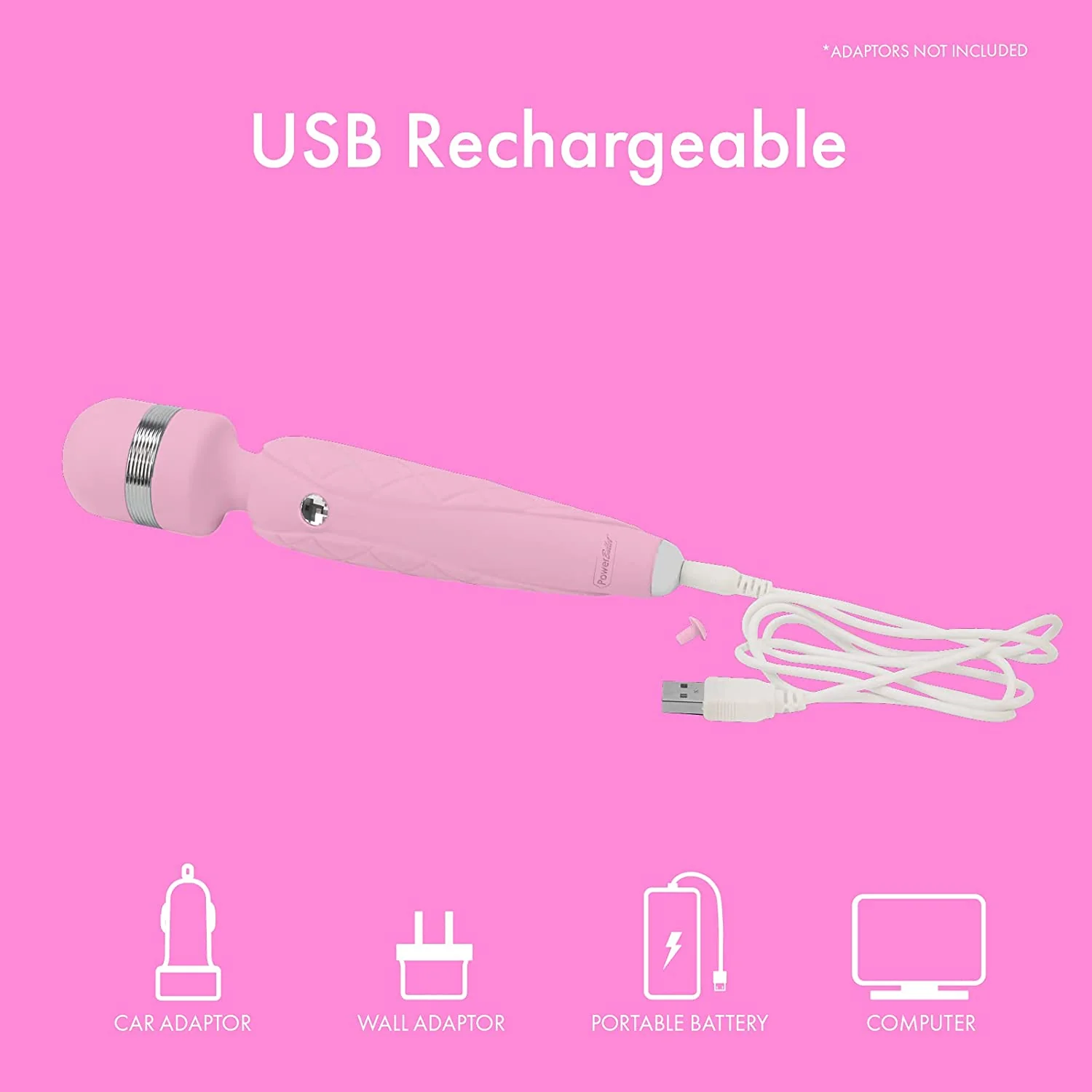 Pillow Talk CHEEKY Rechargeable Powerful Body Wand Massager with Swarovski Crystal