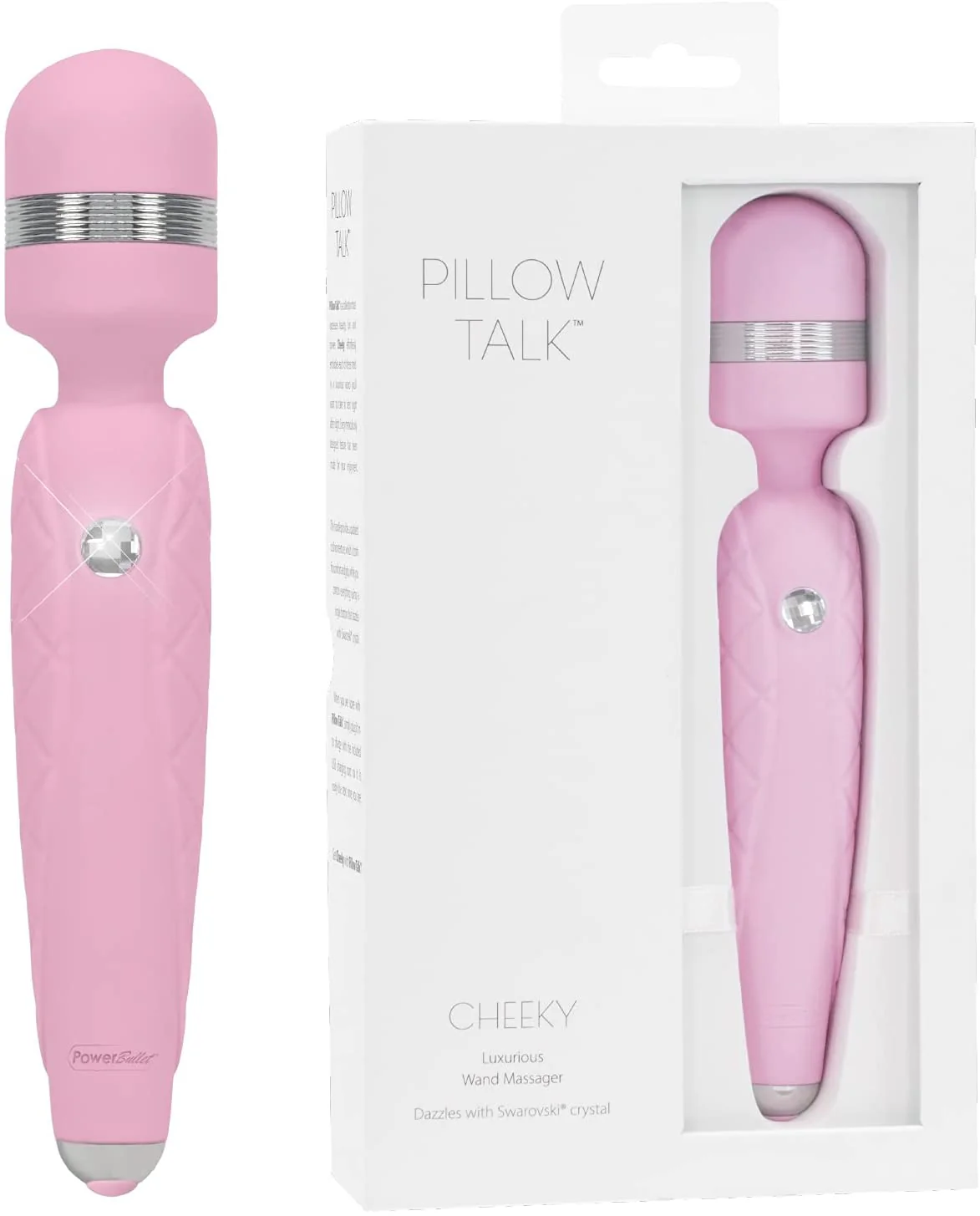 Pillow Talk CHEEKY Rechargeable Powerful Body Wand Massager with Swarovski Crystal