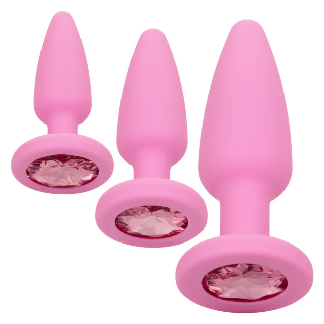 Calexotics FIRST TIME CRYSTAL BOOTY KIT 3 Piece Anal Training Kit with Graduated Butt Plugs