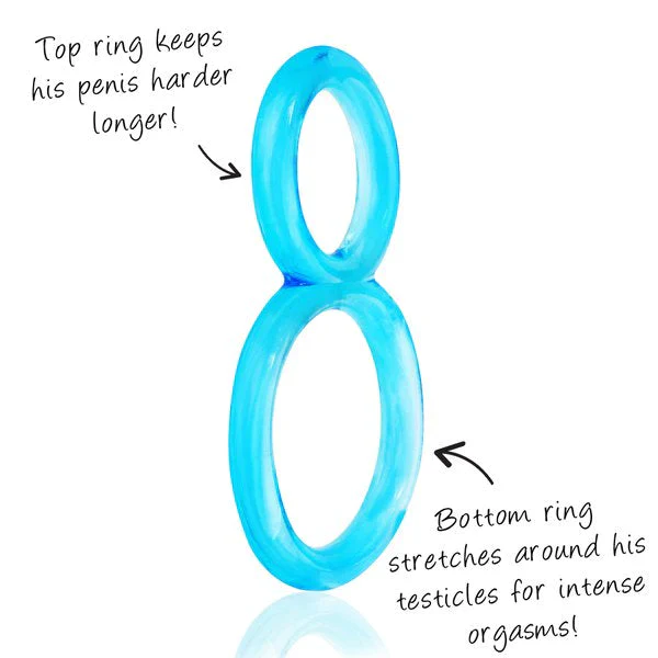Screaming O OFINITY Stretchy Double Cock and Ball Ring Blue