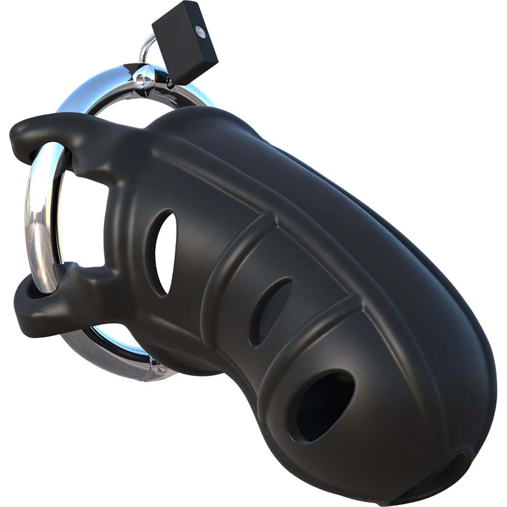 Pipedream Fantasy C Ringz Hardcore Silicone Cock Blocker Cage with Adjustable Stainless Steel Ring Black Cock Cage