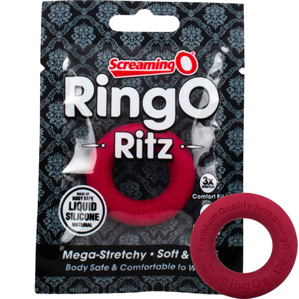Screaming O RingO Ritz Mega Stretchy Liquid Silicone Cock Ring Red