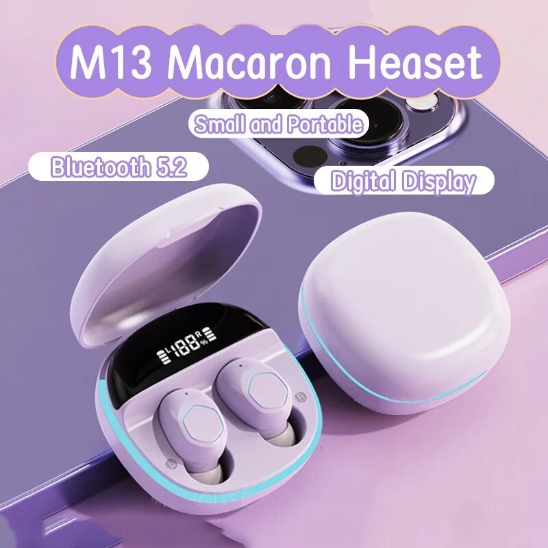 M13 NEW TWS Wireless Earbud Bluetooth 5.2 Earphone In Ear HiFi Stereo Earphone With Mic Waterproof Earplugs Bass Music Headset