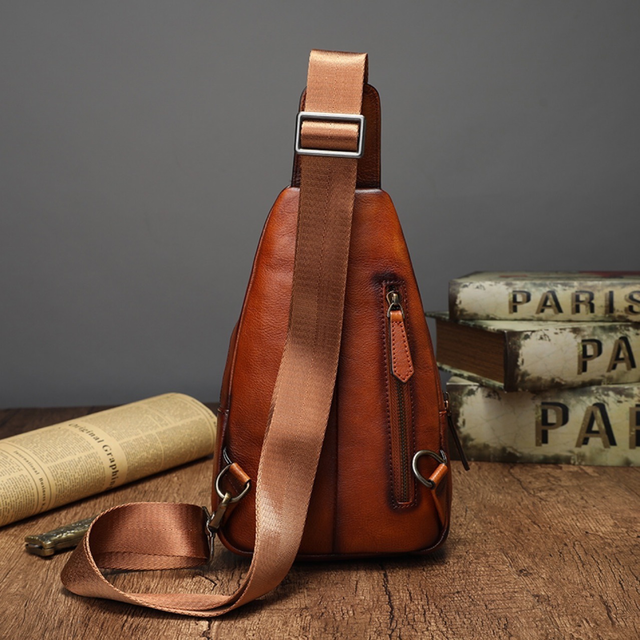 Vintage Woven Leather Crossbody Sling Bag