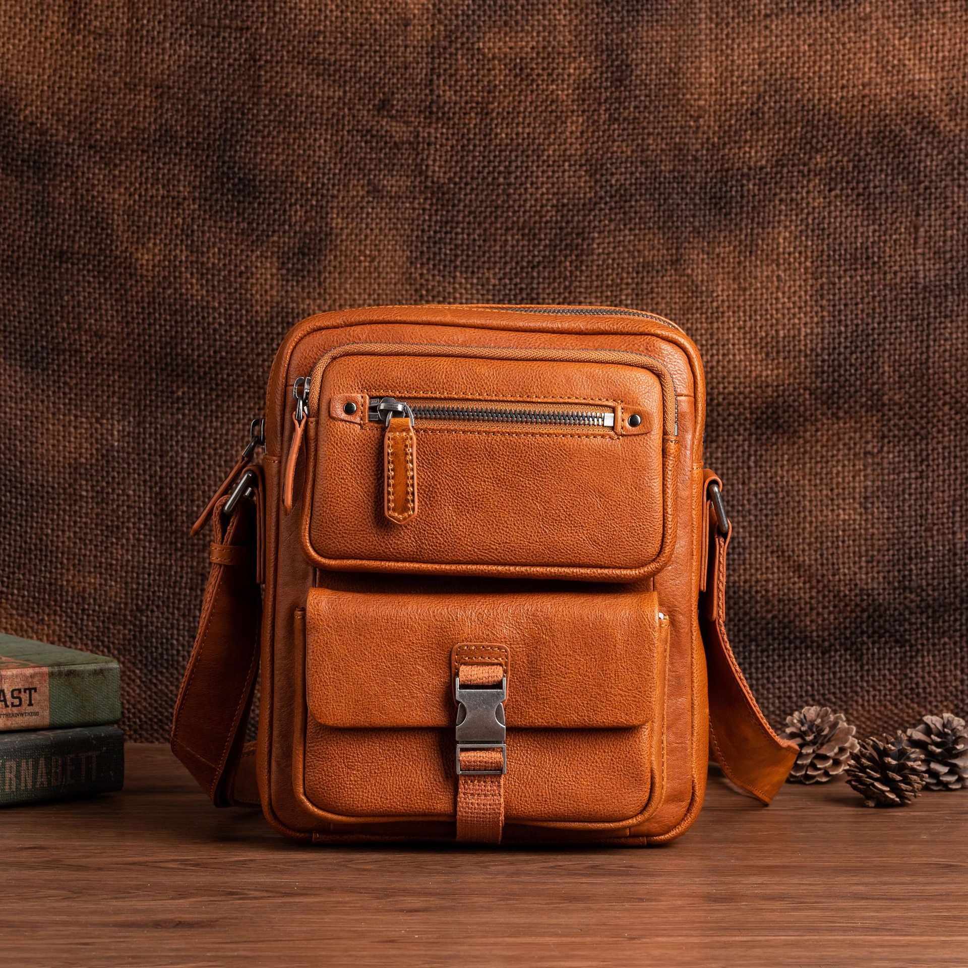 Vertical Messenger Shoulder Bag