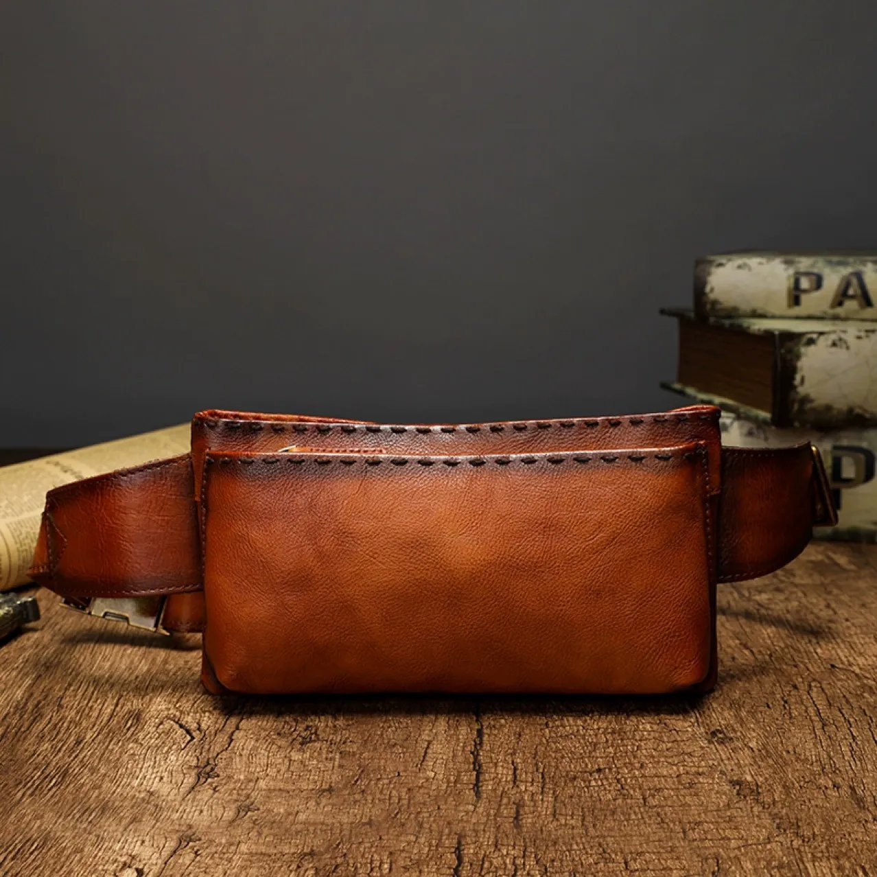 Handcrafted Vintage Full-Grain Leather Waist Bag
