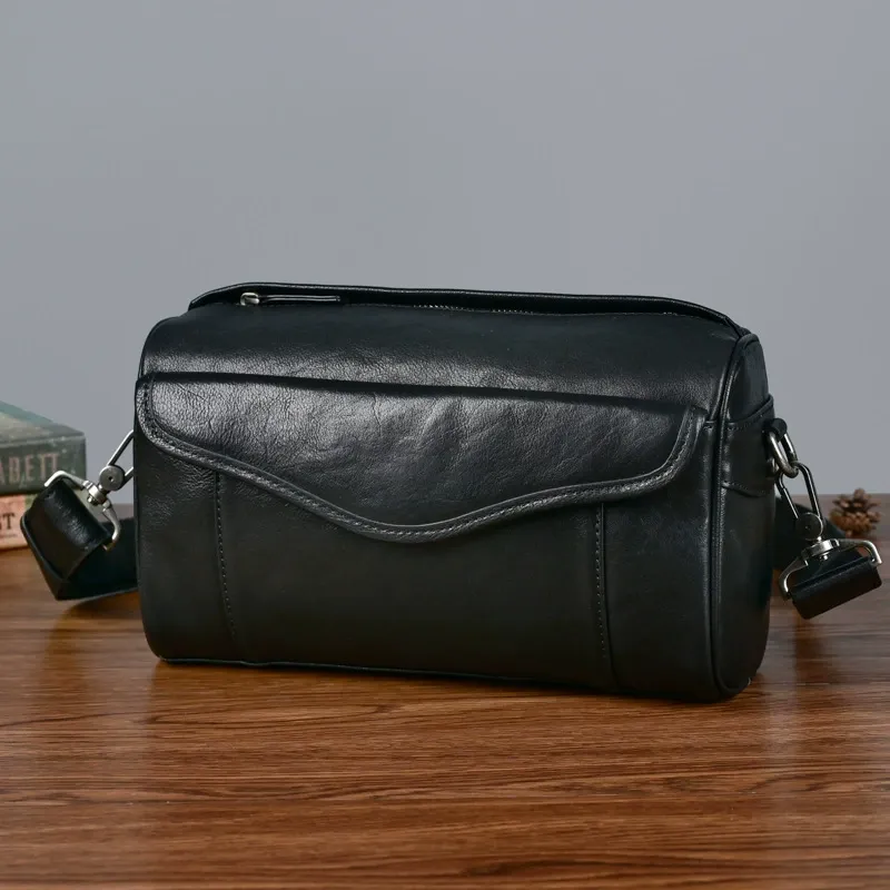 Vintage Full-Grain Leather Vertical Crossbody Bag