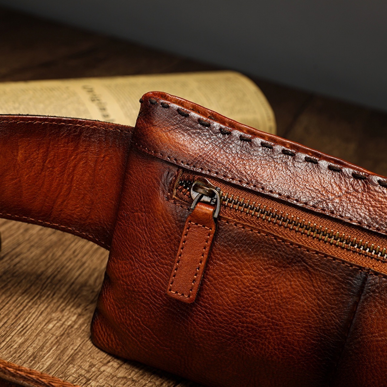 Handcrafted Vintage Full-Grain Leather Waist Bag