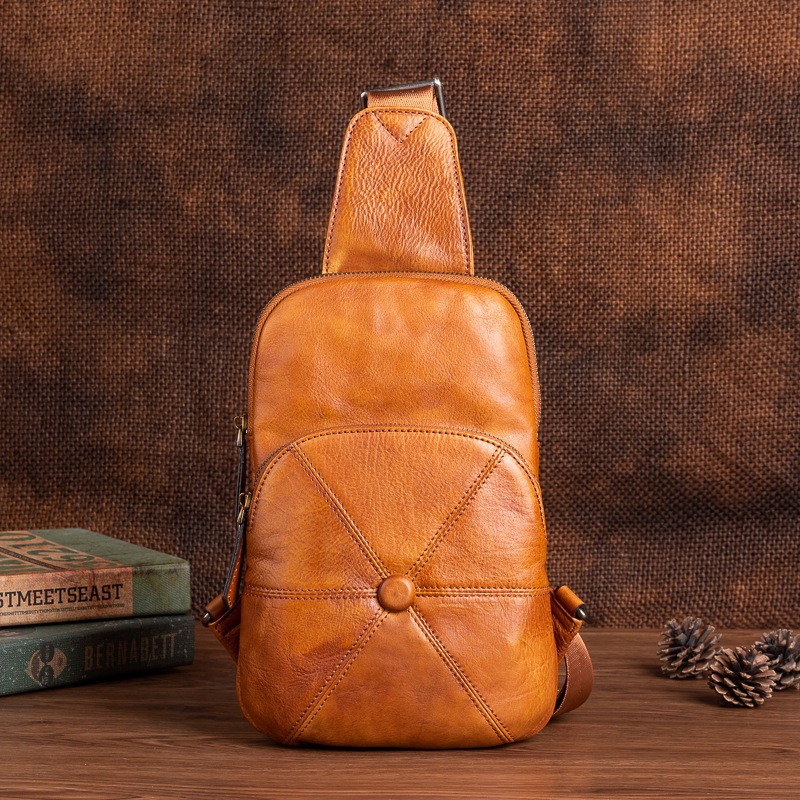 Vintage Full-Grain Leather Crossbody Sling Bag