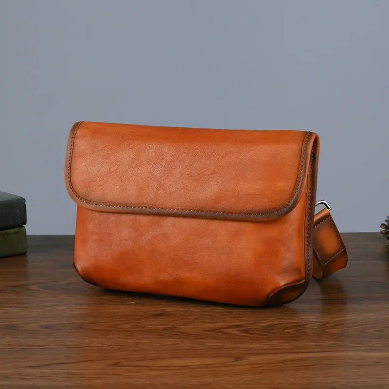 Minimalist Vintage Leather Crossbody Bag