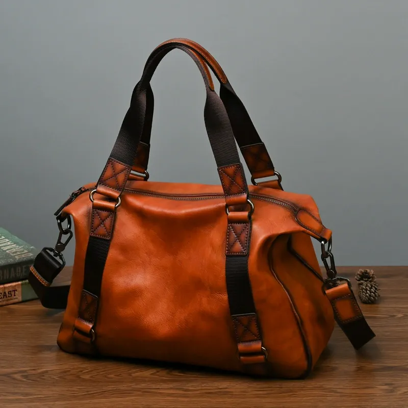 Vintage Leather Travel Tote & Weekender Bag