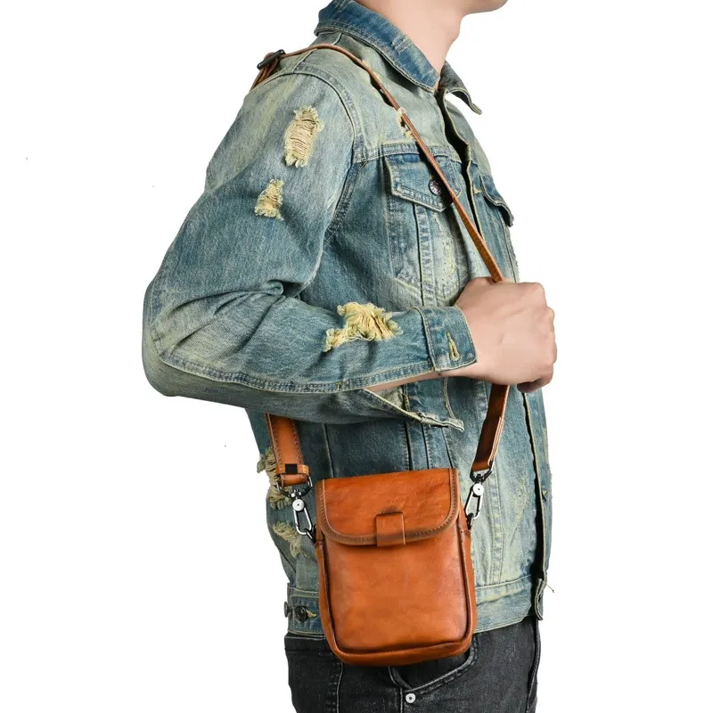 Vintage Leather Flap Crossbody Bag