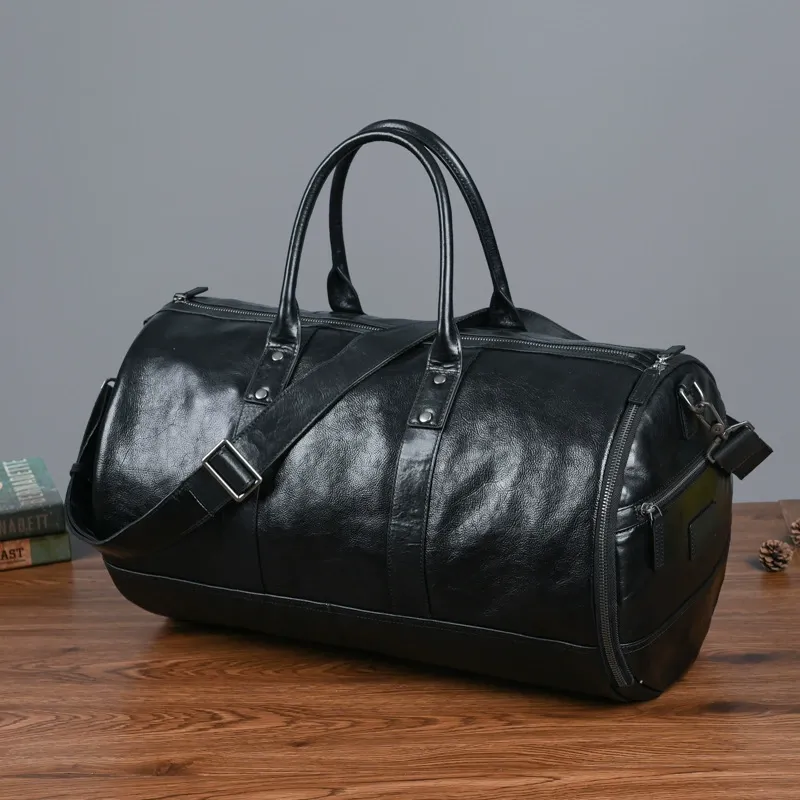 Full-Grain Vintage Leather Travel Duffel Bag