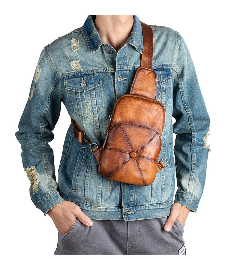 Vintage Full-Grain Leather Crossbody Sling Bag