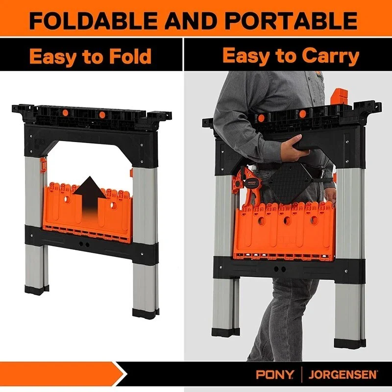 2-Pack Clamping Sawhorses, 1200 LBS Load Capacity