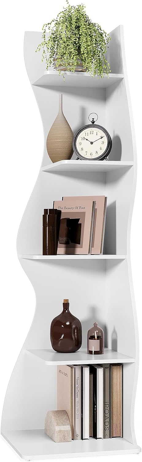 LITTLE TREE Small Corner Shelf, Modern 5-Tier & Free Shipping