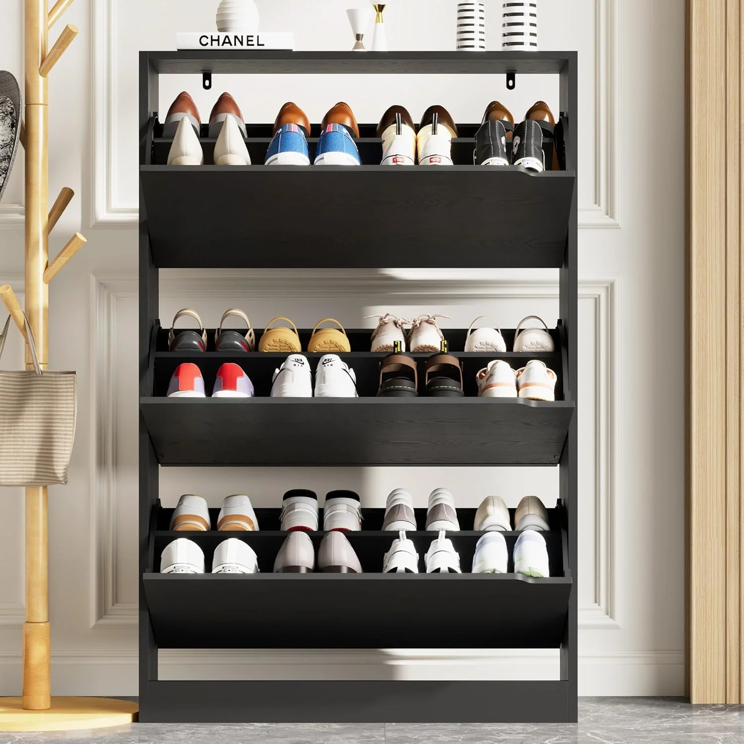 Ez Thin Wooden Shoe Rack – 3 Doors
