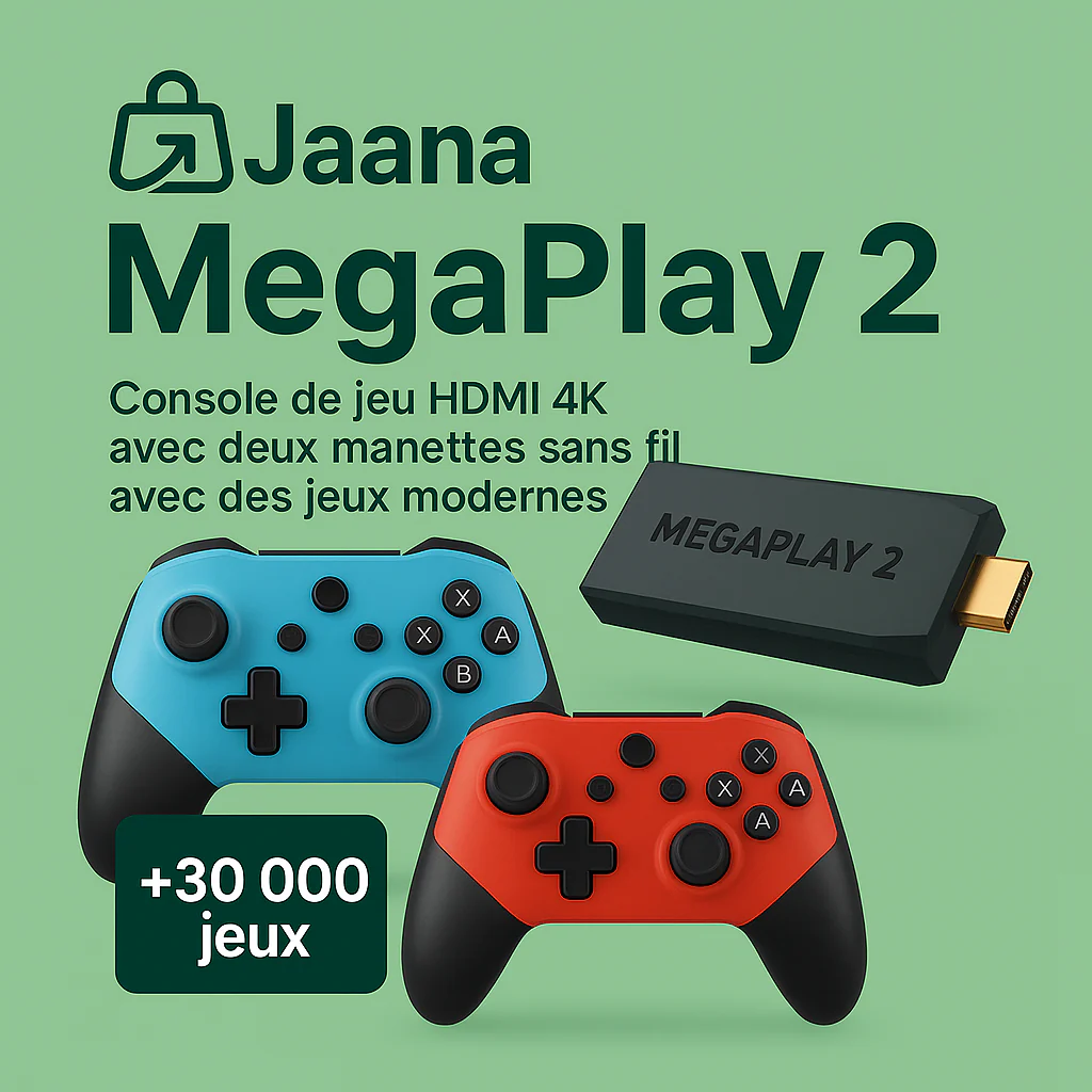 🎮 JAANA MegaPlay 2™ Game Joystick – Built-in 30,000+ Games (Includes 2 Free Wireless Controllers) + Free Shipping