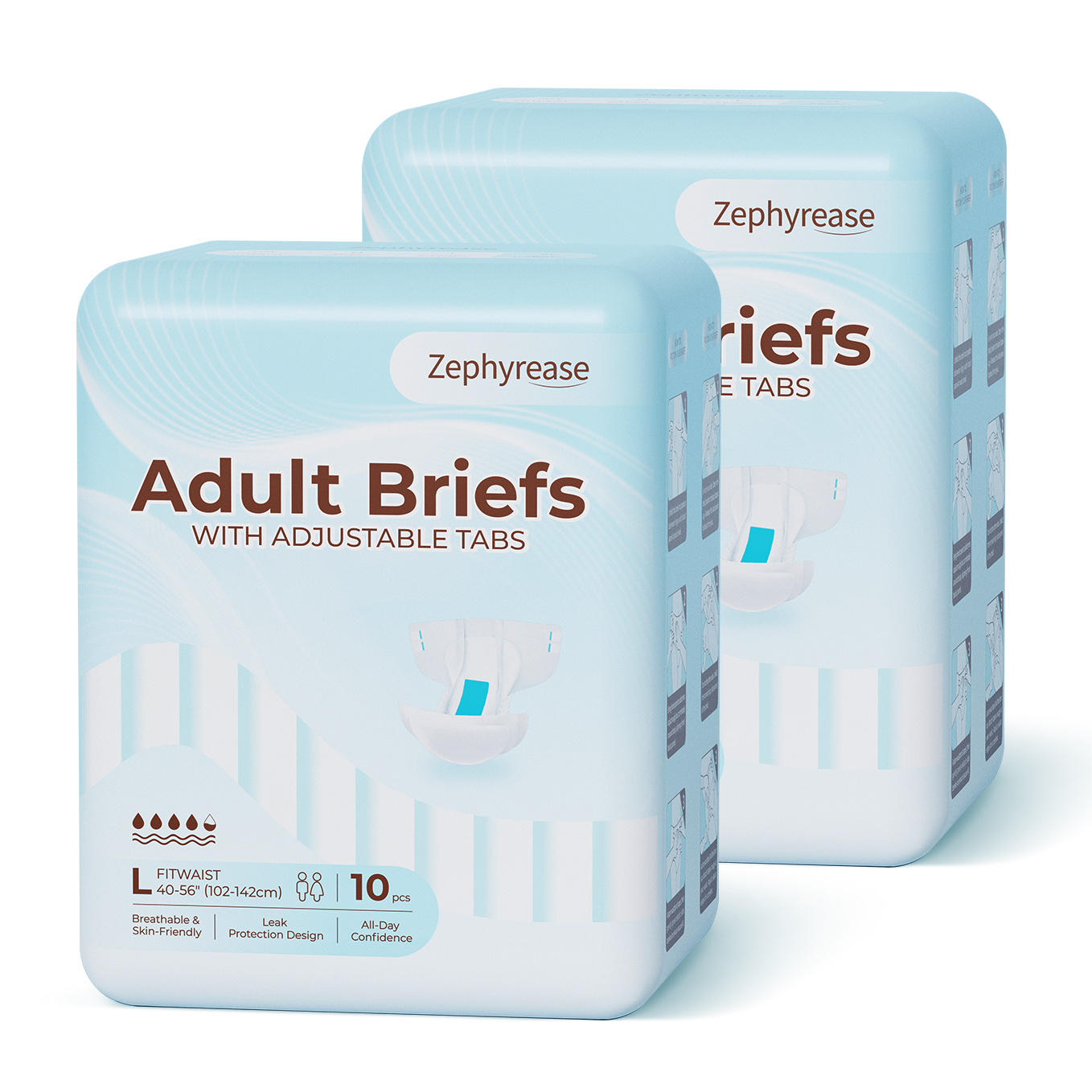 Zephyrease Pro-Value Bundle- Adult Briefs with Adjustable Tabs