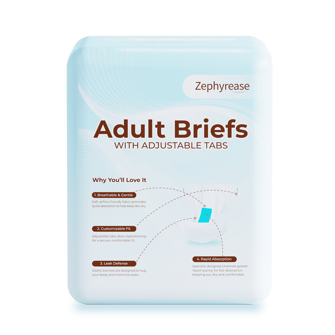 Zephyrease Maximum Protection Briefs with Adjustable Tabs