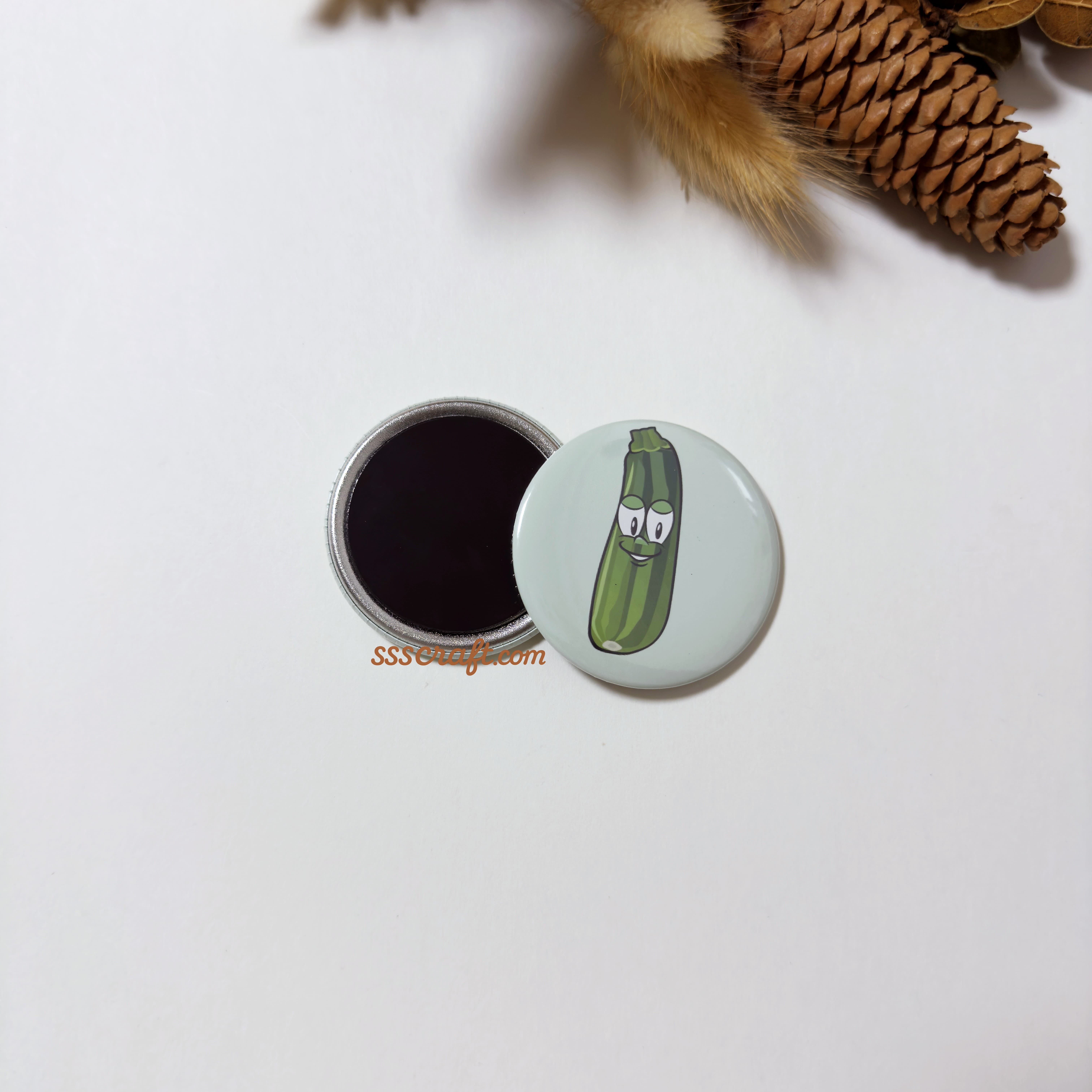 Zucchini Button Fridge Magnet