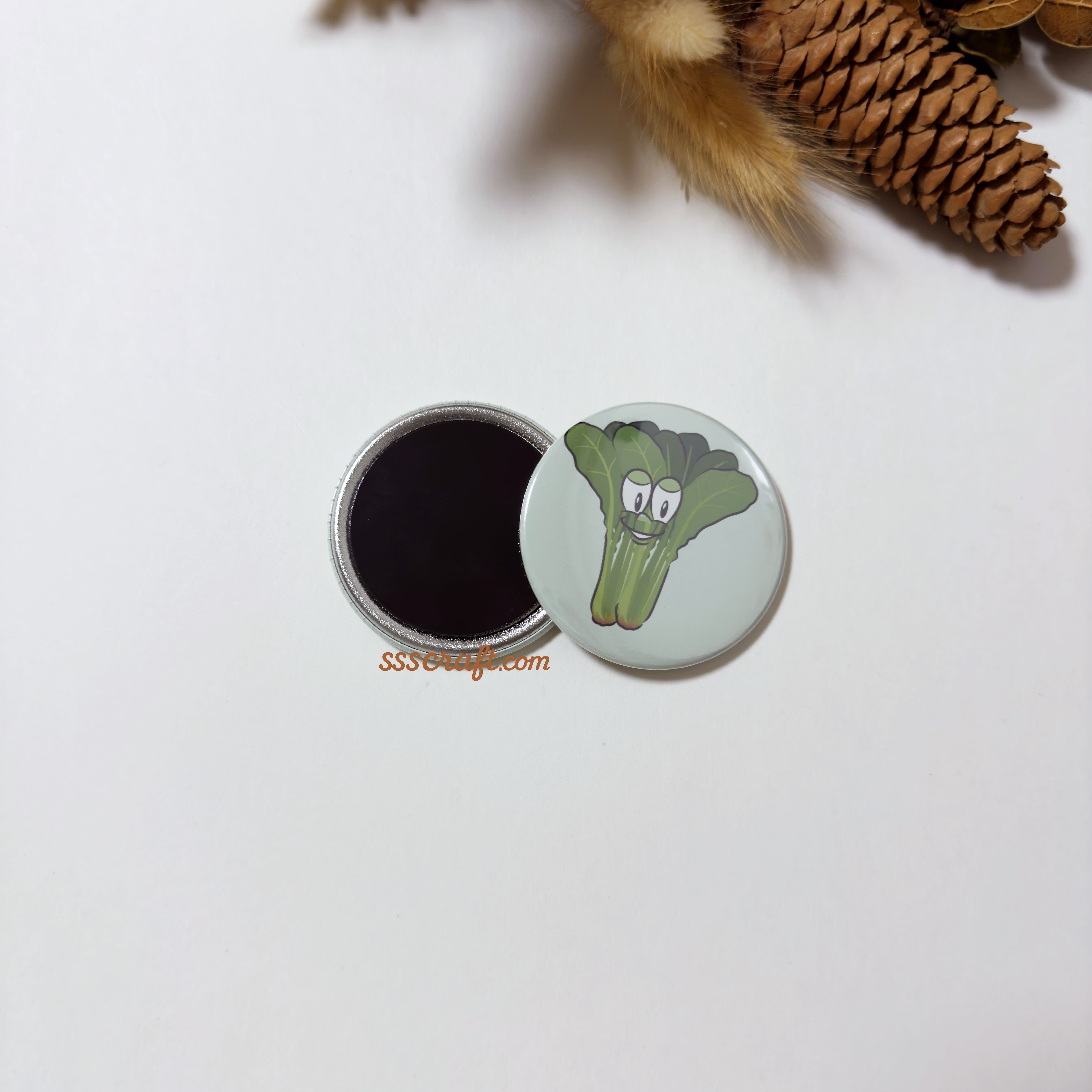 Spinach Button Fridge Magnet