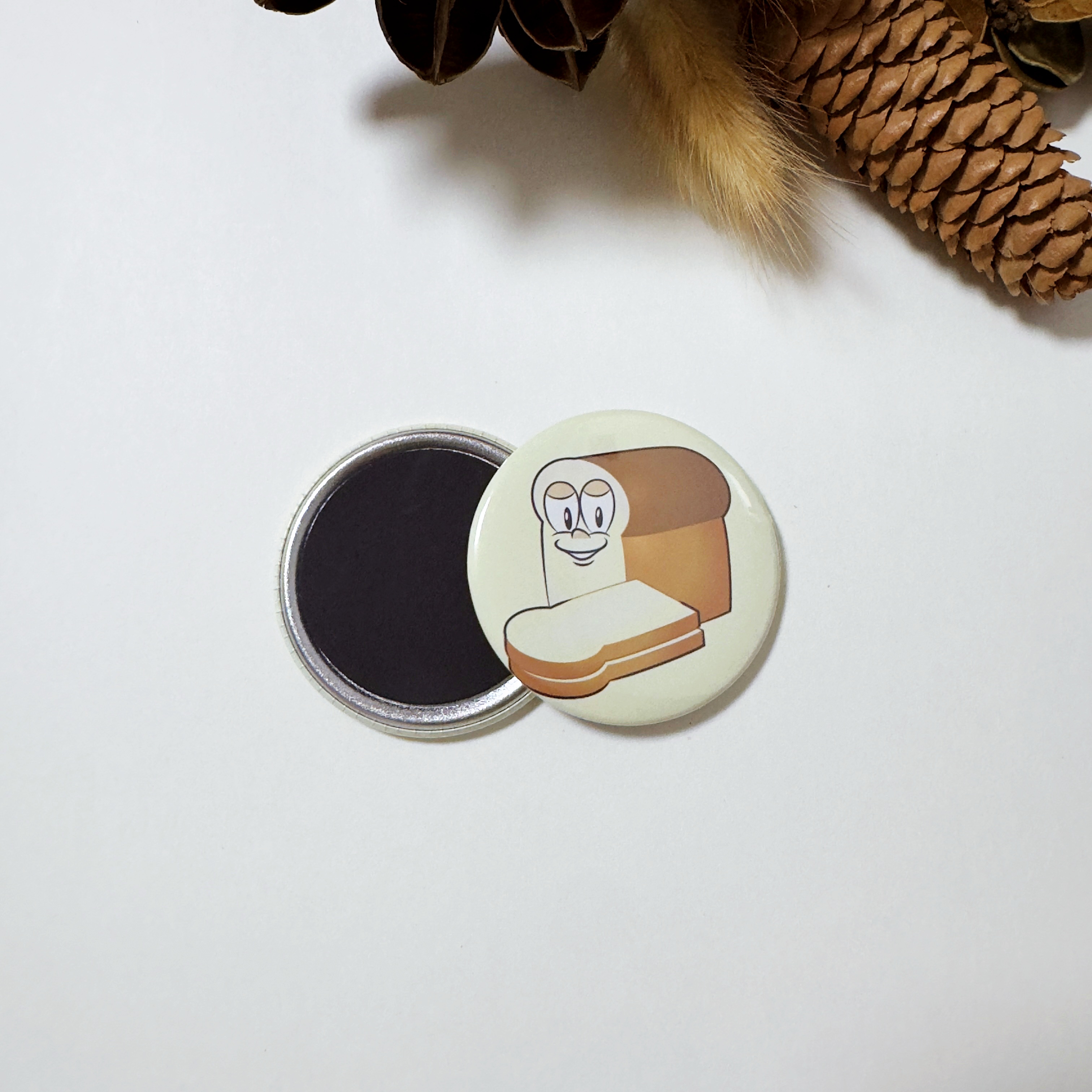 Toast Bread Button Fridge Magnet