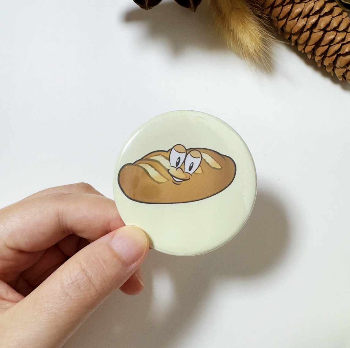 French Bread Button Fridge Magnet