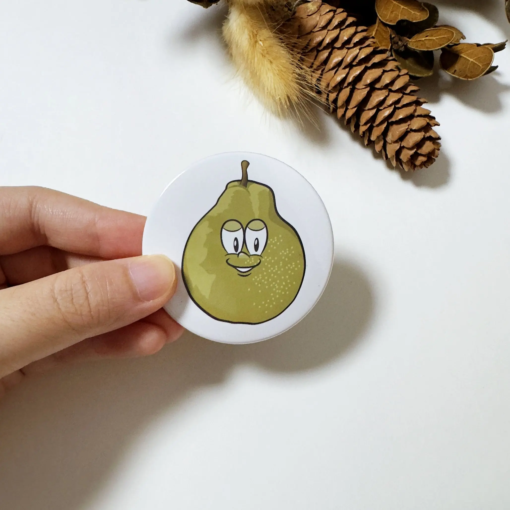 Pear Button Fridge Magnet