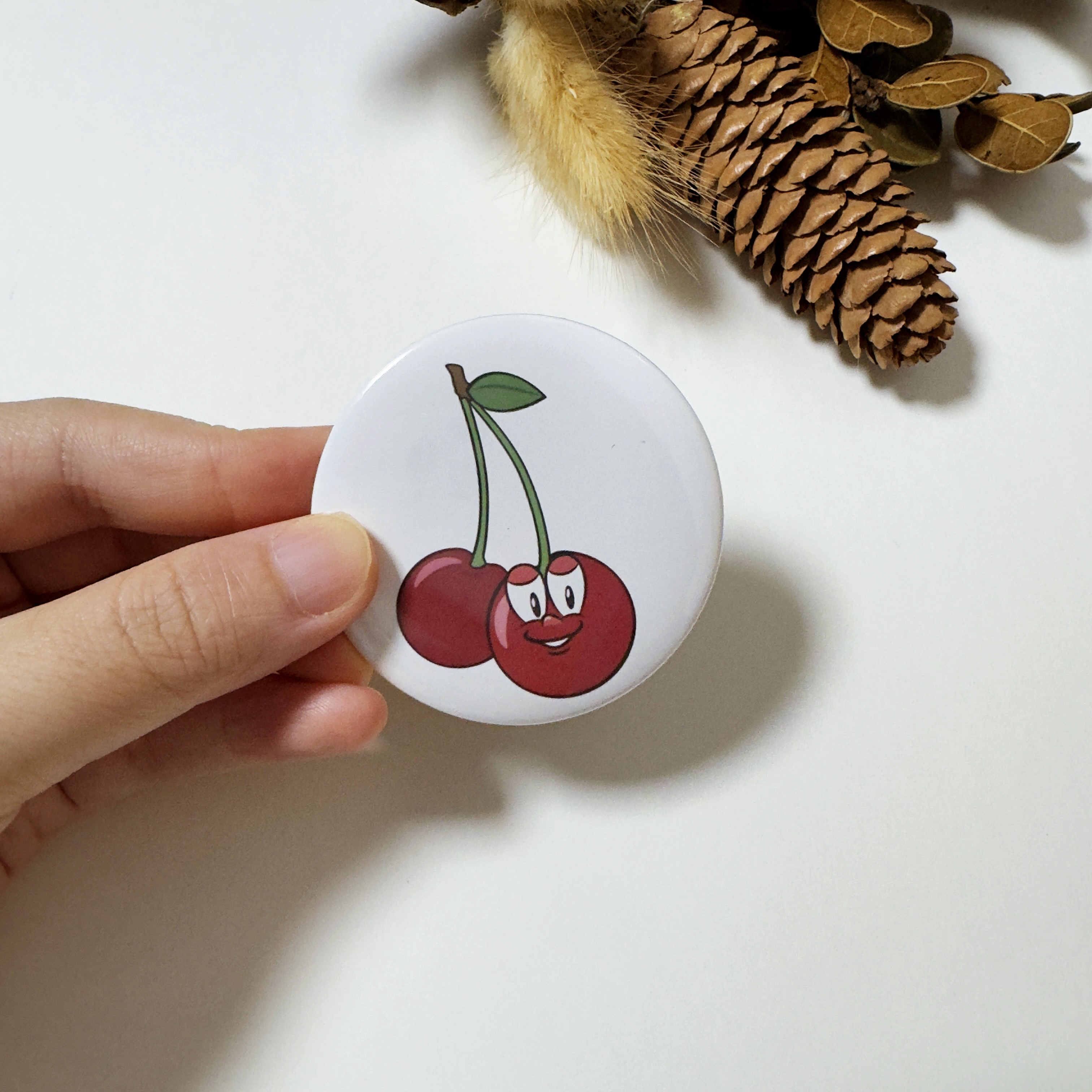 Cherries Button Fridge Magnet