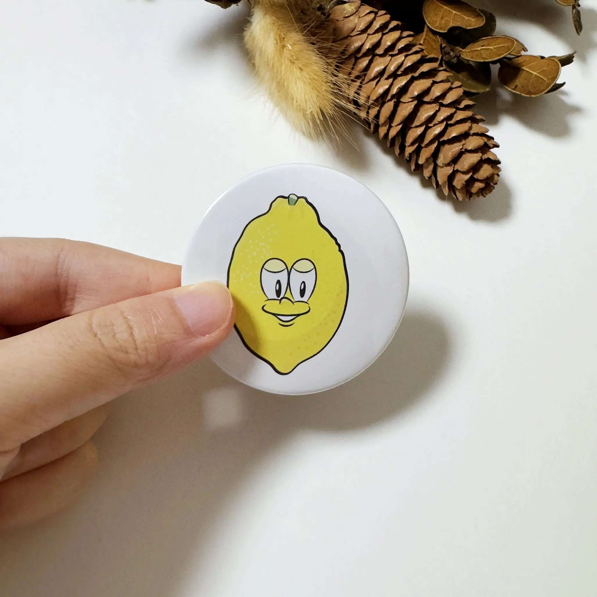 Lemon Button Fridge Magnet