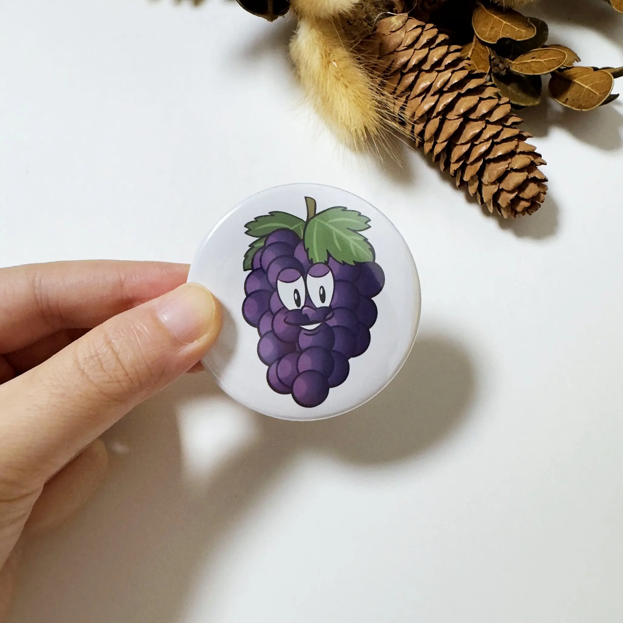 Red Grapes Button Fridge Magnet
