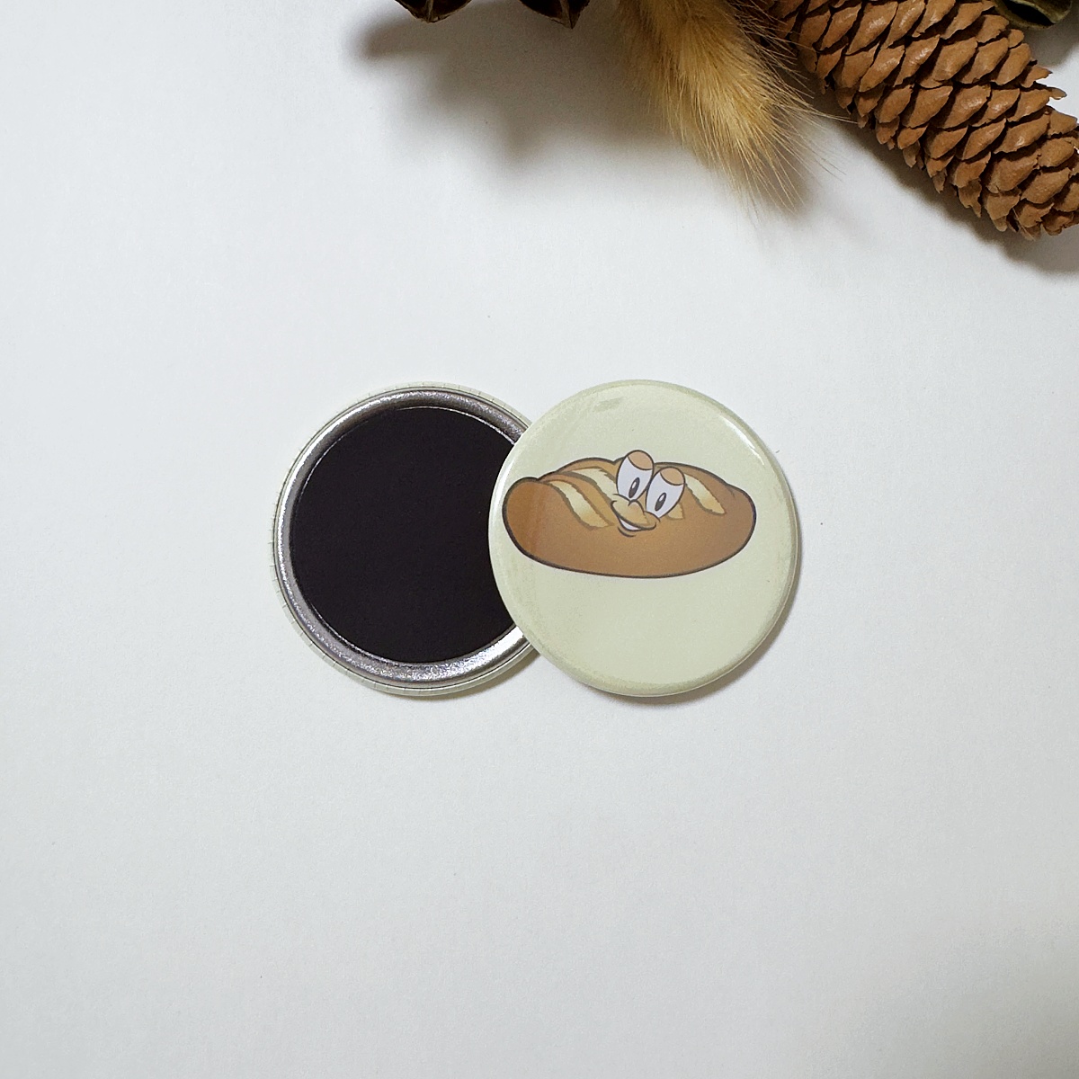 French Bread Button Fridge Magnet