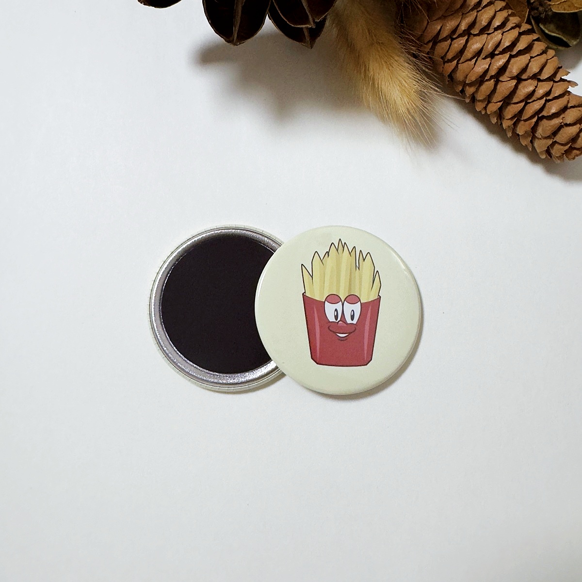 French Fries Button Fridge Magnet