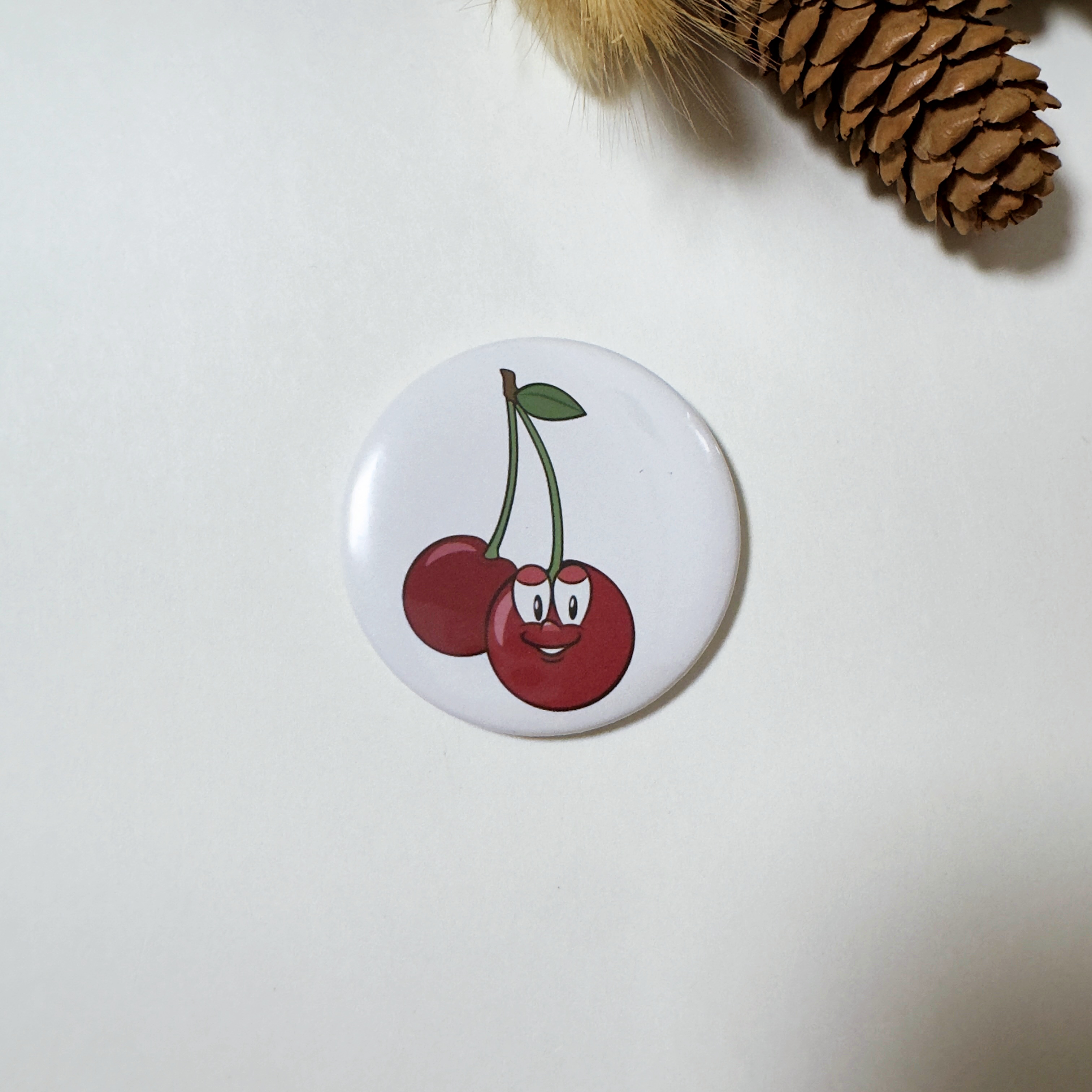 Cherries Button Fridge Magnet