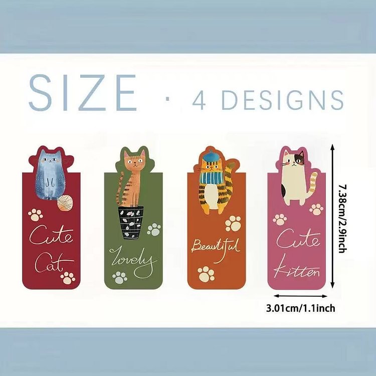 Cat Body Magnetic Bookmarks-4 pieces