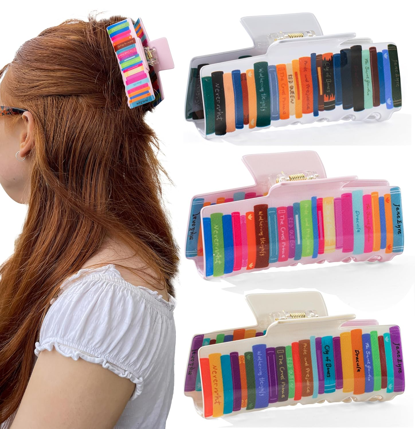 Large Book Hair Claw Clips