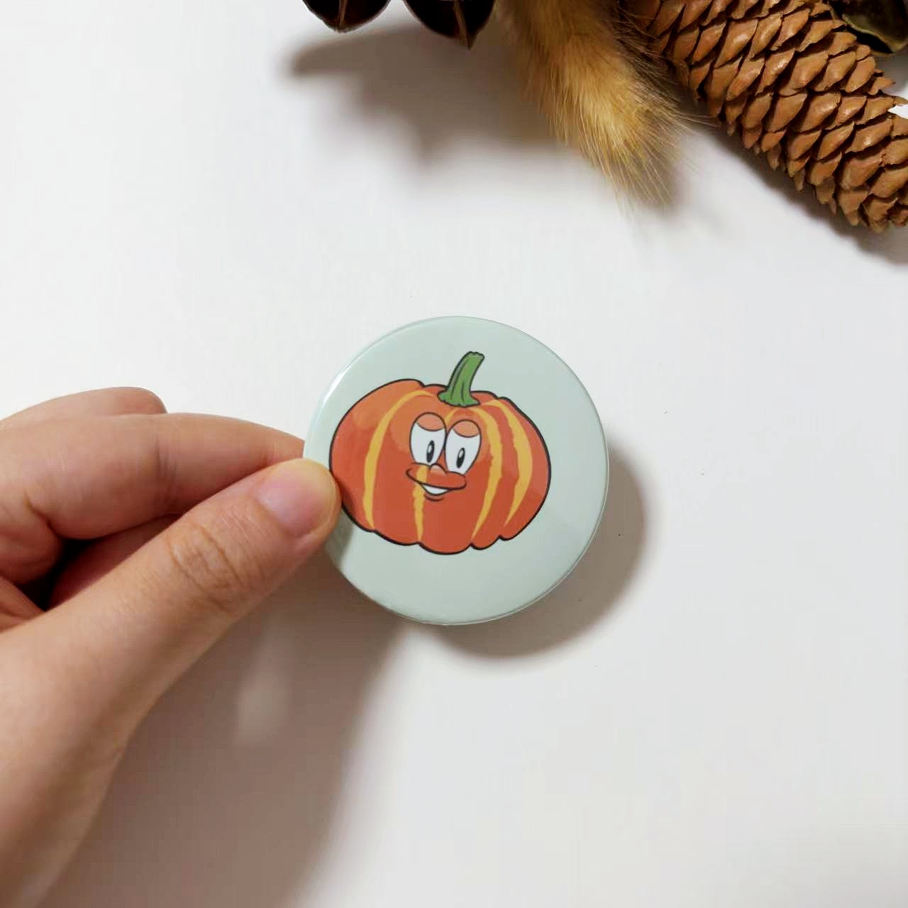 Pumpkin Button Fridge Magnet
