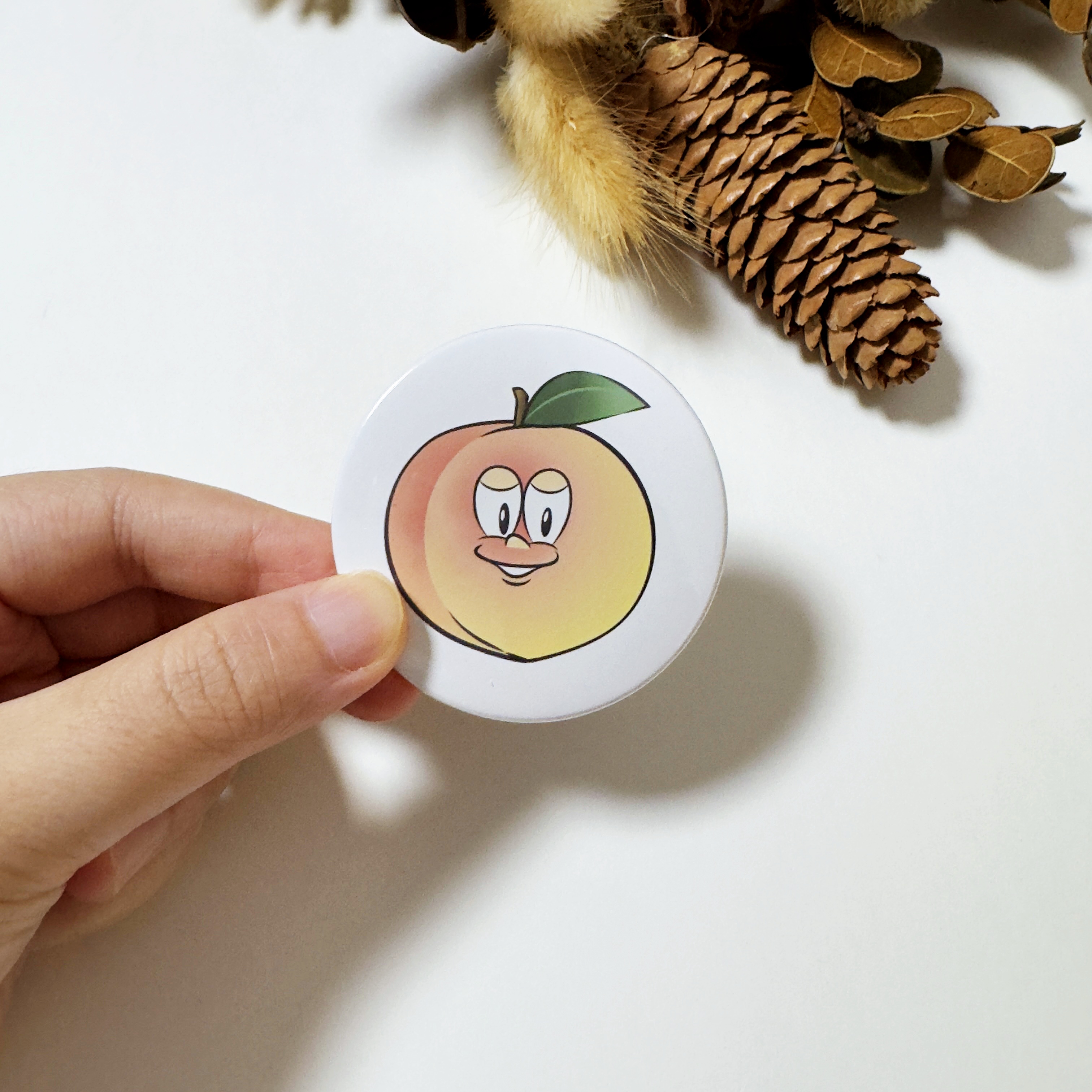 Peach Button Fridge Magnet