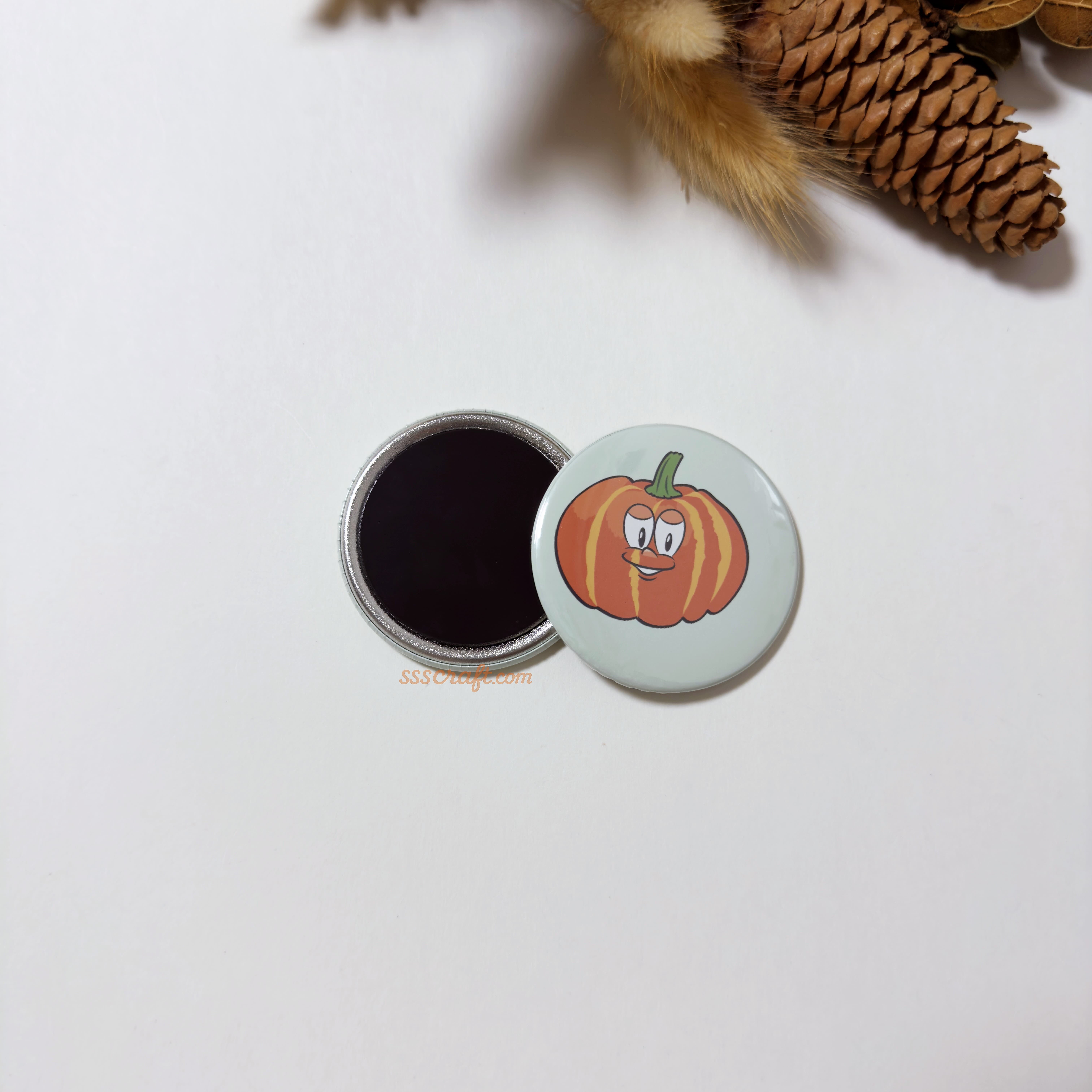 Pumpkin Button Fridge Magnet