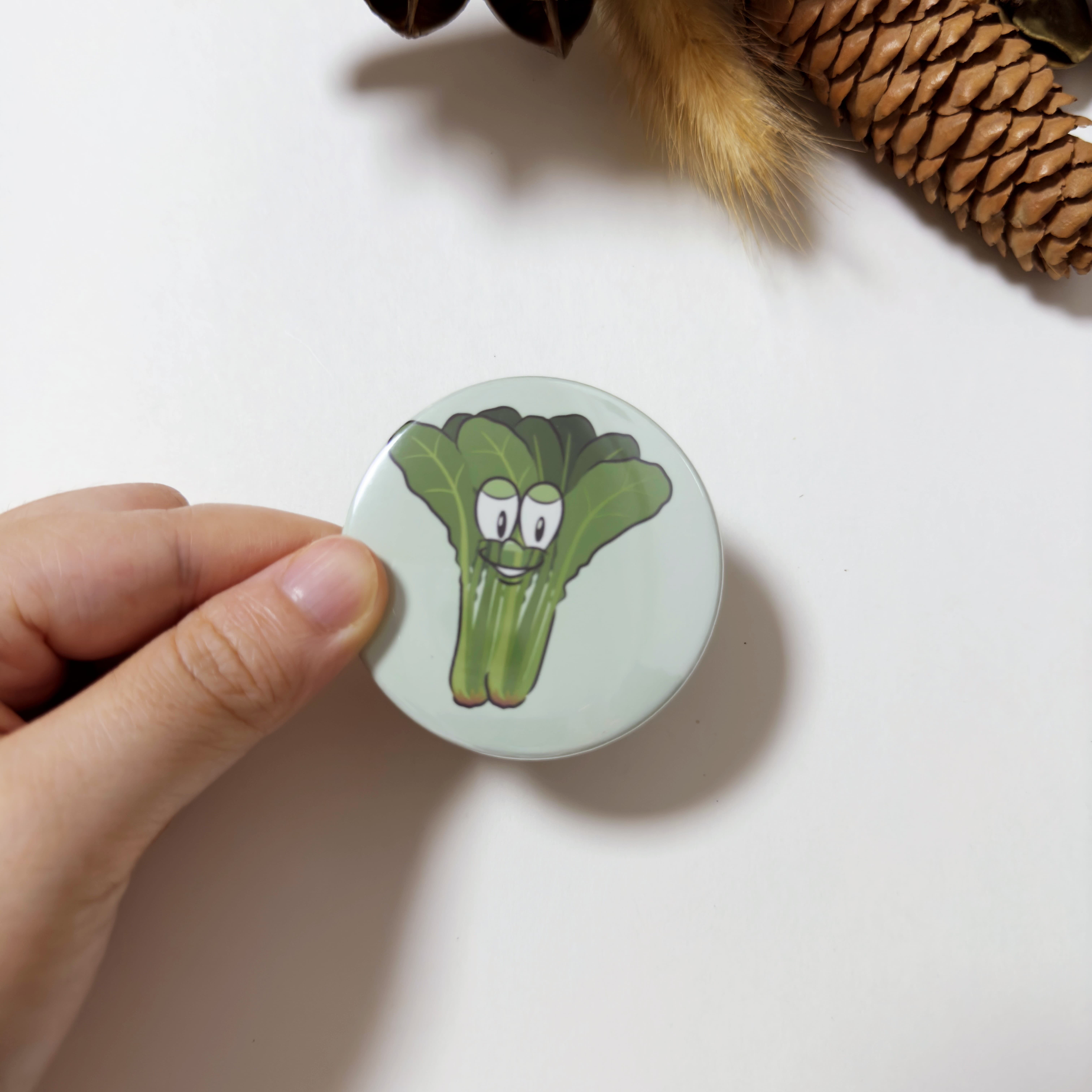Spinach Button Fridge Magnet