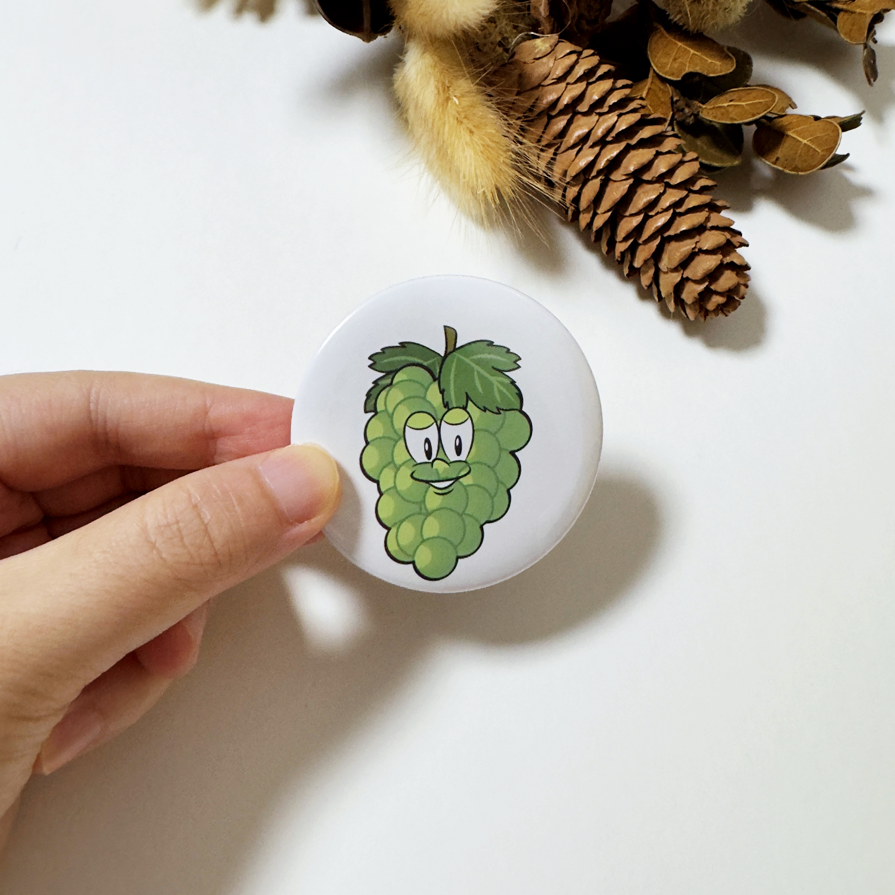 Green Grapes Button Fridge Magnet