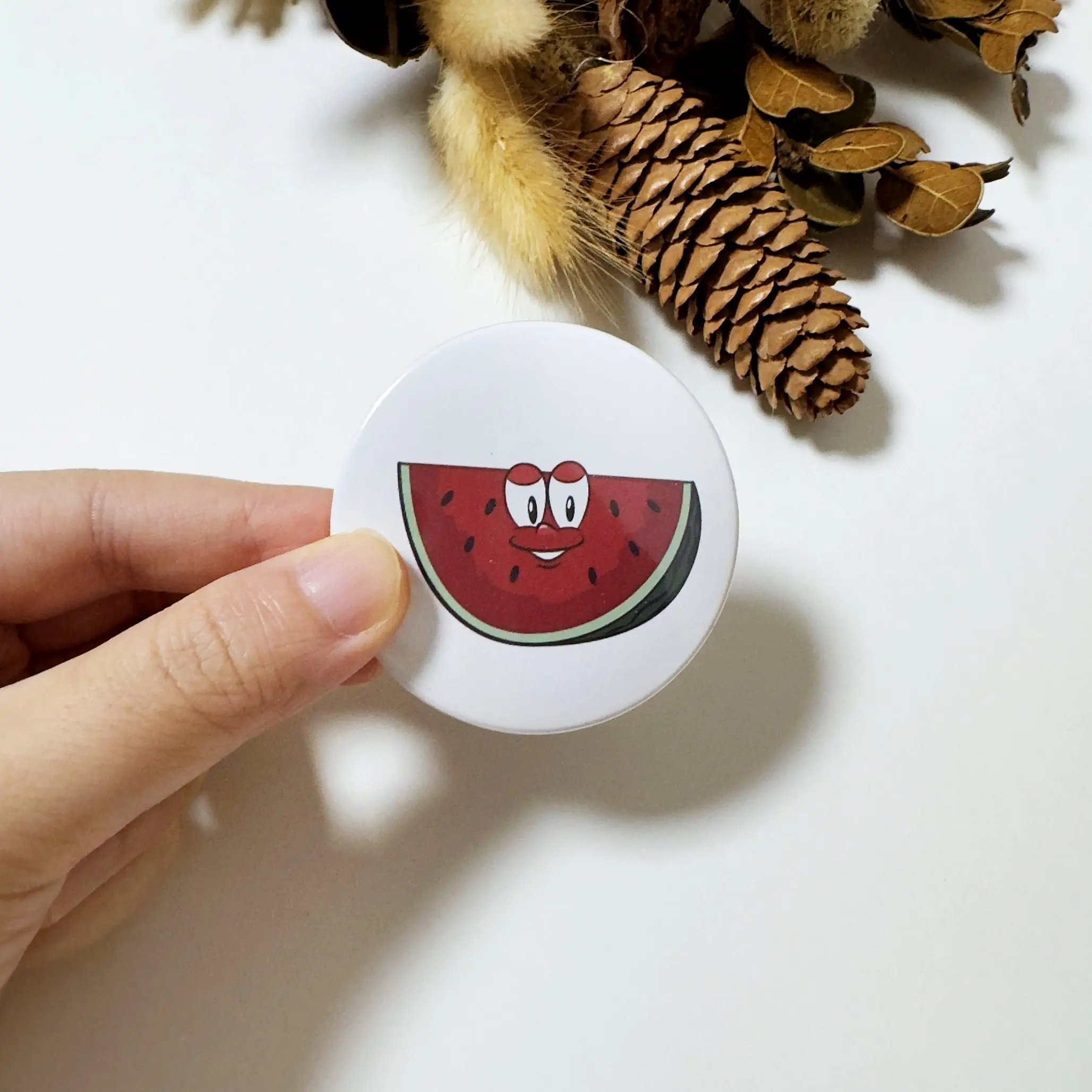 Watermelon Button Fridge Magnet