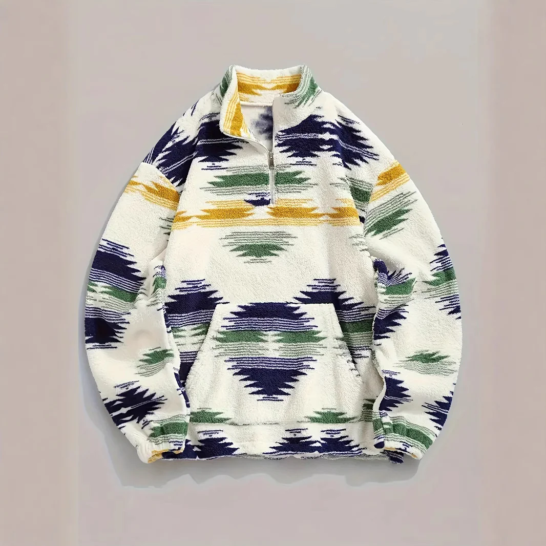 Zipper Plush Sweatshirt Top For Women