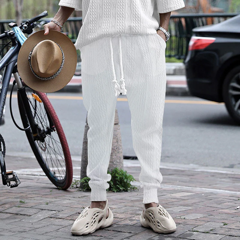 Men's jacquard plus-size drawstring pants