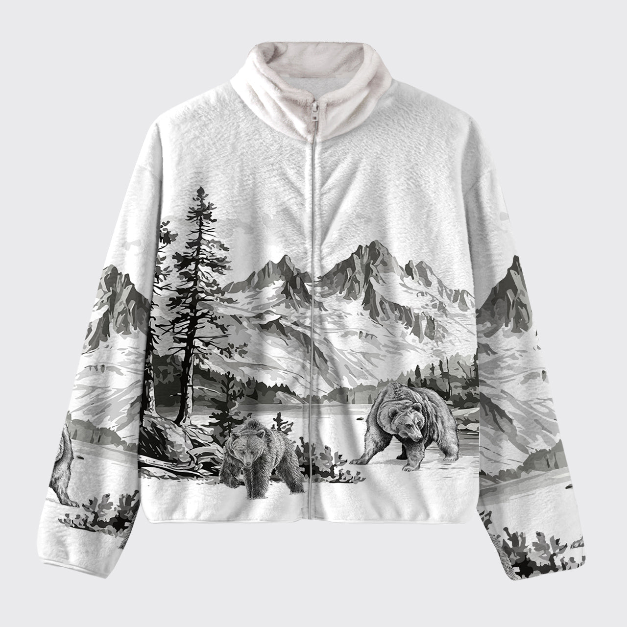 Araffe Bear In The Woods Fleece Jacket