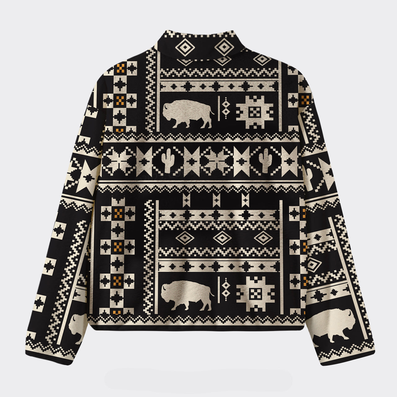 Vintage Digital Buffalo Pattern Fleece Jacket